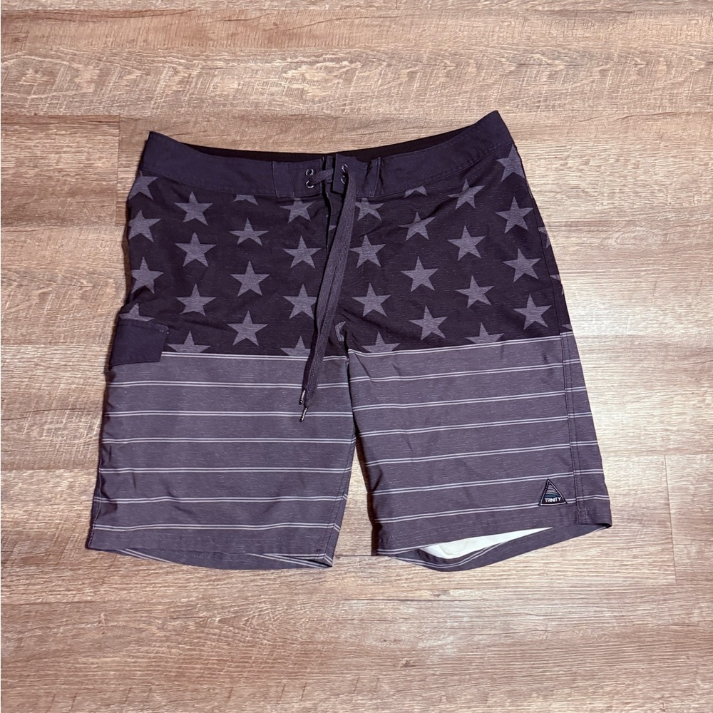 Trinity Black and Gray Flag Boardshorts